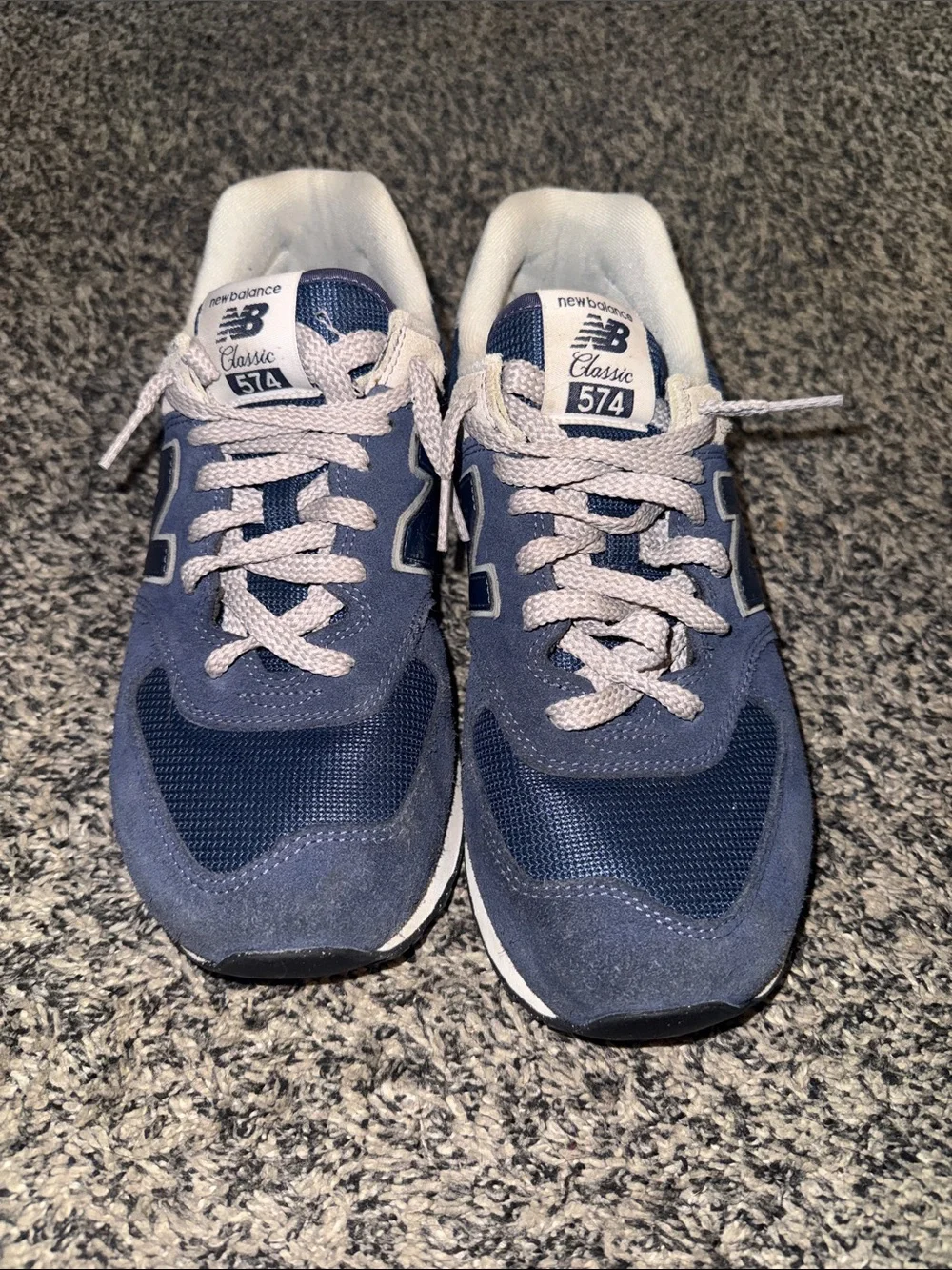 New Balance 574 Classic Men's Navy Lace-Up Sneakers - Picture 1 of 6